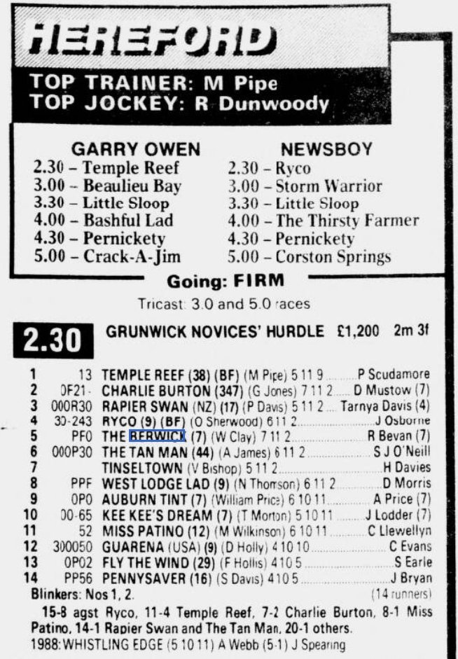 Grunwick Novices Hurdle