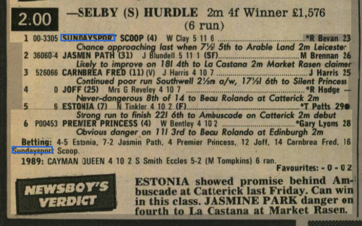 Selby Selling Hurdle