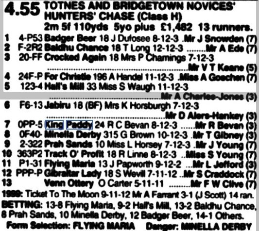 Totnes And Bridgetown Novices Hunters Chase King Paddy