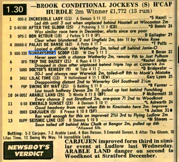 Brook Conditional Jockeys Selling Handicap Hurdle